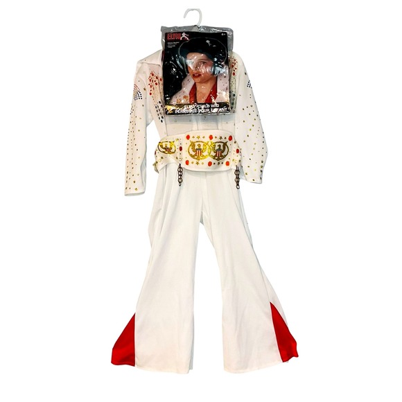 Elvis Rubies Deluxe Halloween costume child S 6 8 WIG scarf belt rockstar Vegas - Picture 1 of 16